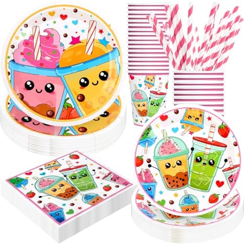 Spa Birthday Party Decorations, 120PCs Disposable Tableware | Relaxing Supplies for 24 Guests