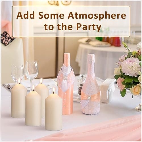 40 Pack of Ivory Pillar Dinner Candles - Unscented, Dripless, Clean Burning - 2x4 Inch