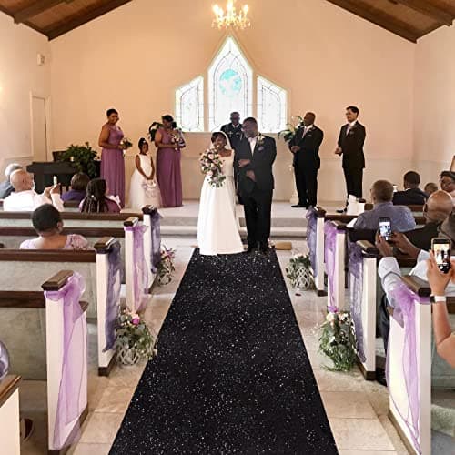 Black Sequin Aisle Runner for Prom and Party
