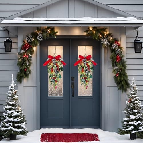 24” Pre-Lit Artificial Greenery Teardrop Swag for Xmas Decor