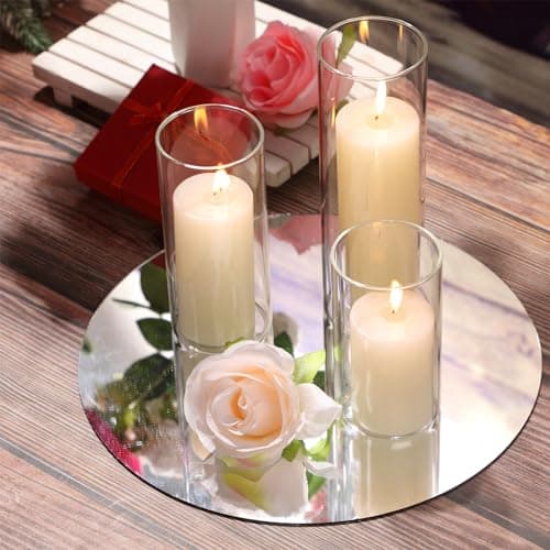 36 Ivory White Pillar Candles and Clear Glass Cylinder Holders for Wedding Centerpieces