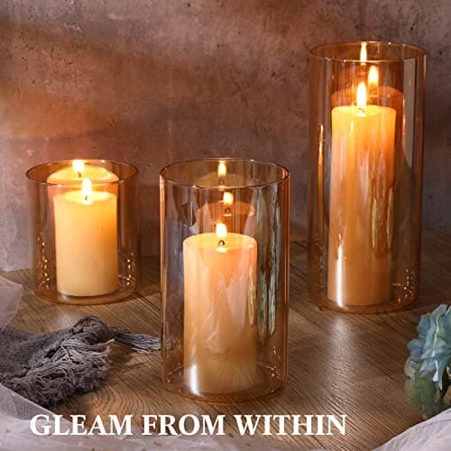 Nuenen Set of 6 Slim Pillar Candles and Cylinder Vases for Wedding Centerpiece Decoration