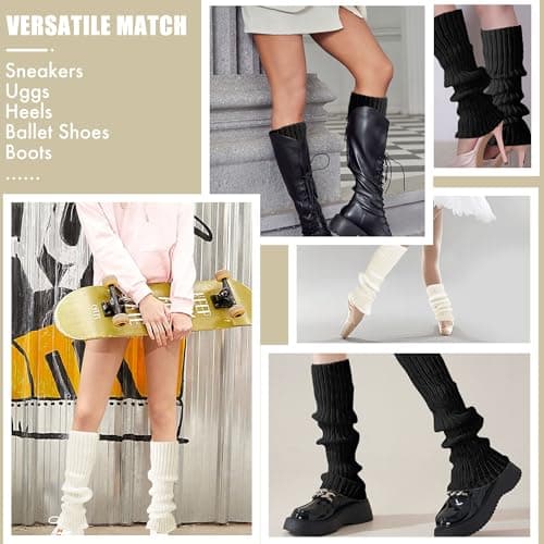 HEMOUR 80s Knit Leg Warmers for Women, Y2K Fashion Party Sports Yoga Dance Accessories