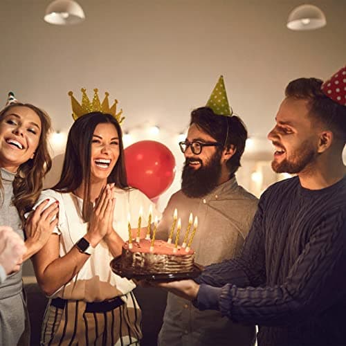 MTLEE Gold Happy Birthday Thin Spiral Candles Topper for Cake Decoration Party Supplies