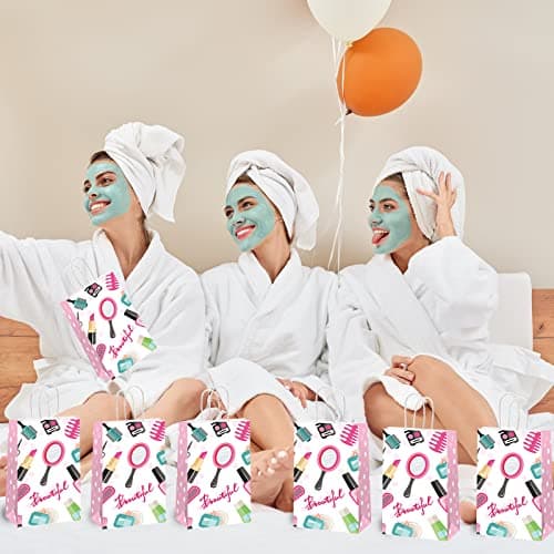 12pcs Spa Theme Gift Bags for Birthday Party Supplies Cosmetics Treats for Kids Girl