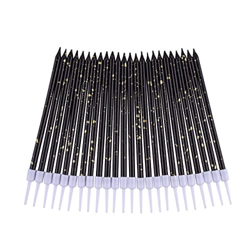 PHD CAKE Black Gold Long Thin Birthday Candles