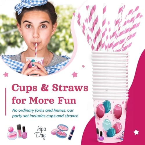 Spa Birthday Party Decorations, 120PCs Disposable Tableware | Relaxing Supplies for 24 Guests