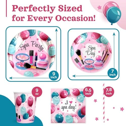 Spa Birthday Party Decorations, 120PCs Disposable Tableware | Relaxing Supplies for 24 Guests