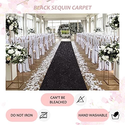 Black Sequin Aisle Runner for Prom and Party