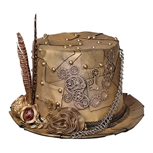COSDREAMER Unisex Steampunk Gothic Punk Magician Hat with Feather