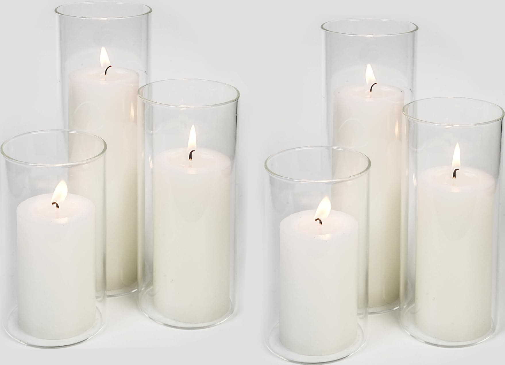 Wedding Pillar Candles and Glass Cylinder Vases Set