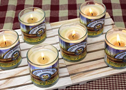 Kosher 6 Pack Rambue Yahrzeit Beeswax Candles - 24 Hour Burning Time