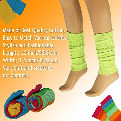 American-Made AWS Women's Retro Knitted Cotton Leg Warmers Soft & Stretchy