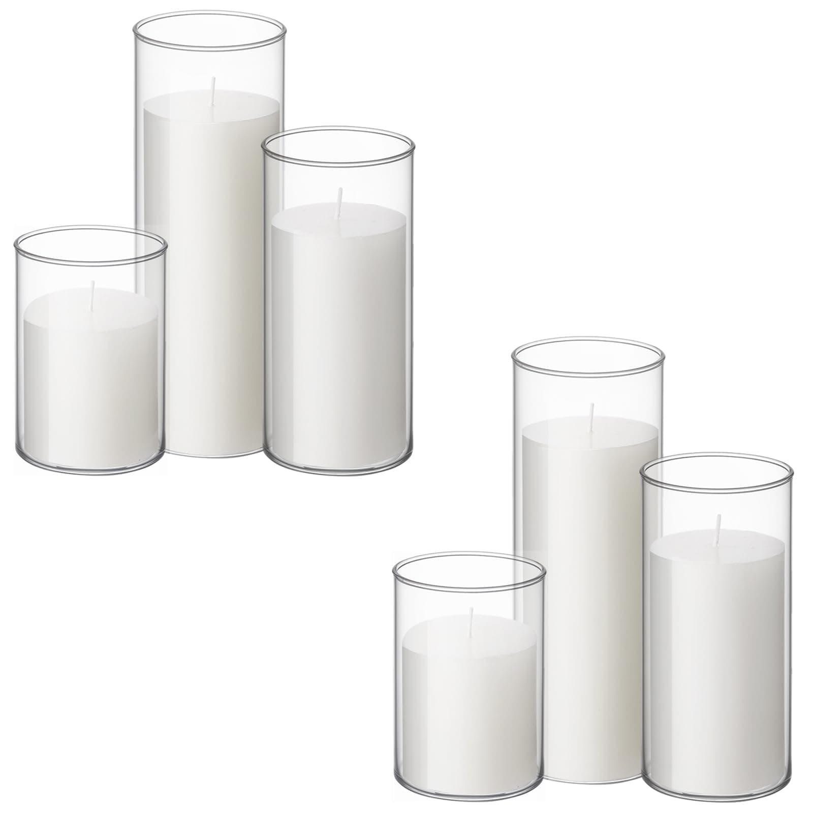 Shihanee 6 Sets Pillar Candles and Glass Cylinder Vases for Wedding Centerpieces
