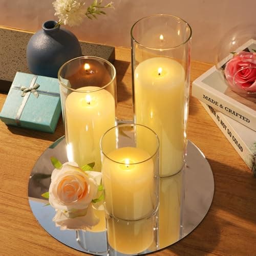 Shihanee 36 Piece Pillar Candle and Glass Vase Set for Wedding Centerpieces
