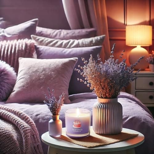 Stress Relief Scented Candle Gift Set, Pink + Purple + White