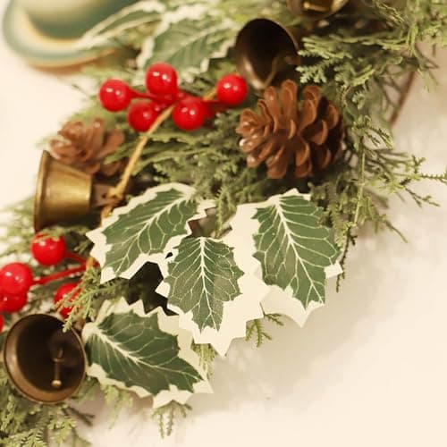 MOTUZP Christmas Teardrop Swags Artificial Pine Garland with Red Berries