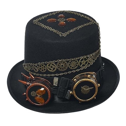 COSDREAMER Unisex Steampunk Gothic Punk Magician Hat with Feather