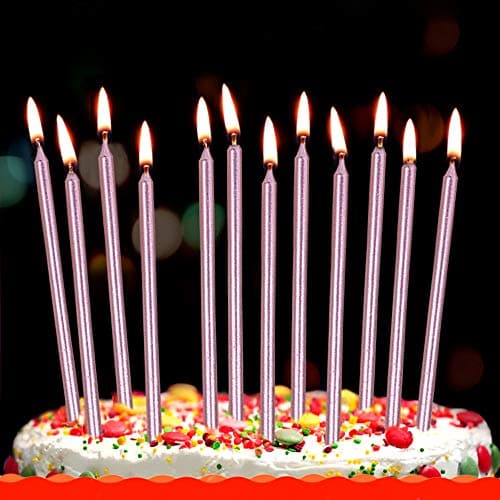 12 Tall Blue Birthday Candles for Party Decorations