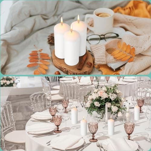 16 Pack 60 Hour Long Pillar Candles for Wedding and Events