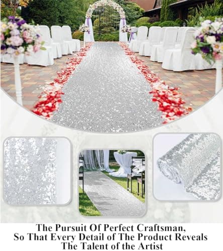 Partisout Sparkle Aisle Runner for Weddings (2ftx15ft, B Silver)