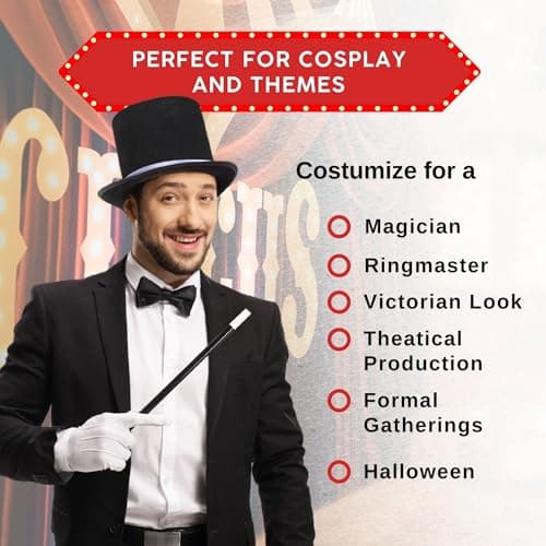 Black Top Hat for Kids & Adults – Formal Tuxedo Accessory – Dress Up America