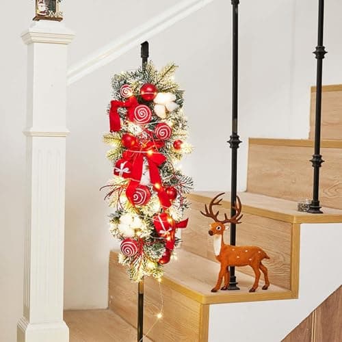 2pcs Rattan Teardrop Swag Wreaths, Christmas Dangling Ornaments