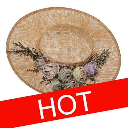 COSDREAMER Victorian Floral Flat Hat for Women and Girls