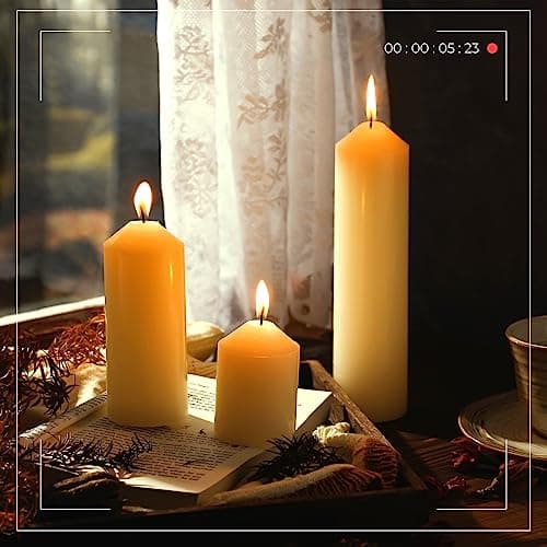 MTLEE Set of 60 White Pillar Unscented Emergency Decorative Candles for Home and Wedding