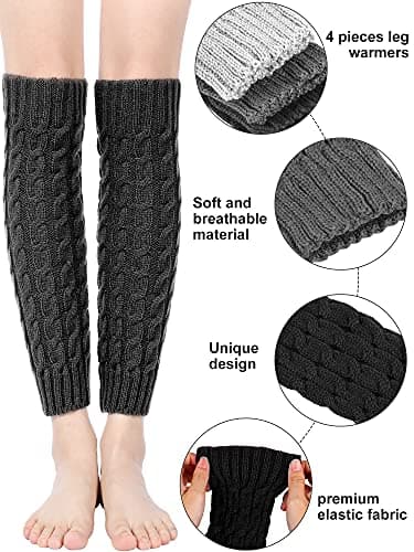 Geyoga Women's Long Winter Leg Warmers Cable Knit Boot Socks