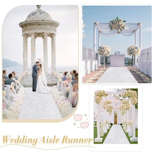 Glittery Silver Wedding Aisle Runner for Engagement Ceremony
