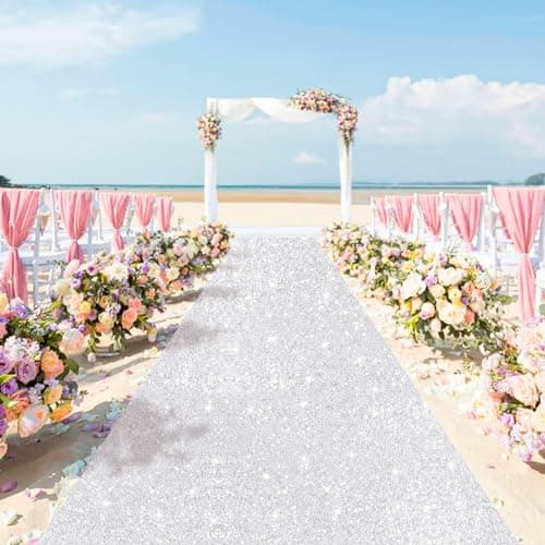 Silver Aisle Runner for Wedding Ceremony