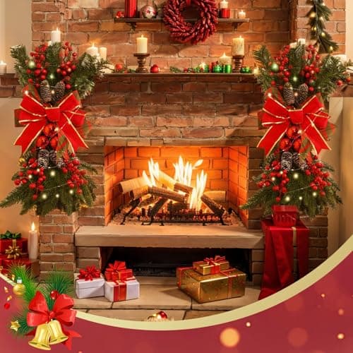 4 Pack Red Teardrop Christmas Wreath Decorations for Front Door (4PCS)