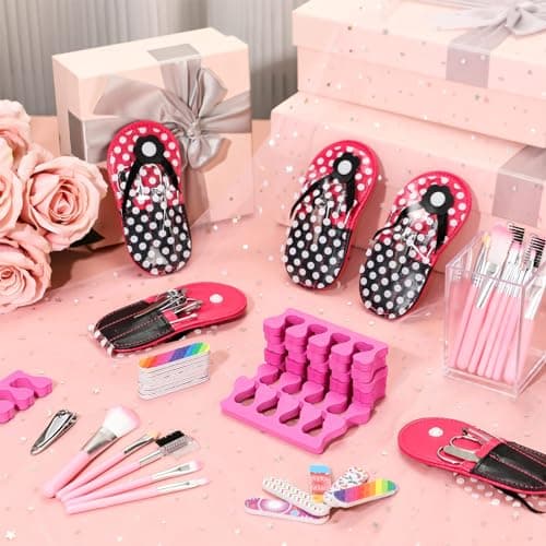12-Piece Spa Sleepover Party Kit for Girls: Nail Clippers, Brushes, Toe Separators, Files & More for Fun Movie Night