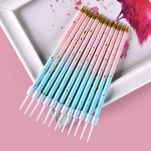 Bella Meri Pink Blue Gold Long Birthday Candles