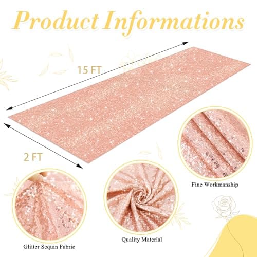 Rose Gold Sequin Aisle Runner for Wedding Ceremony and Party Decor