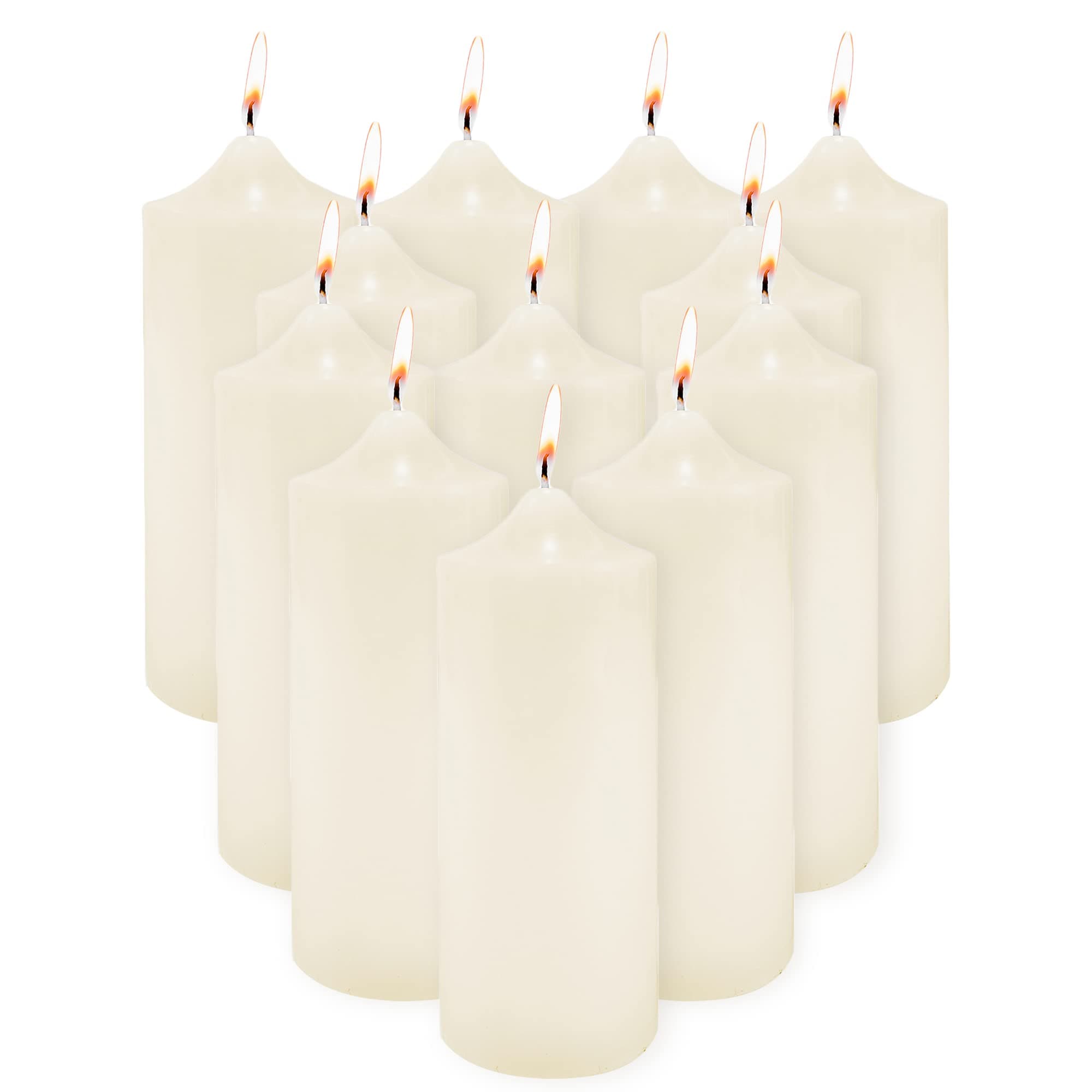 Super Z Smokeless Pillar Candles for Weddings and Home Decoration (12, Ivory)
