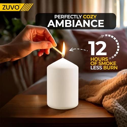Slow-Burning 3-Inch White Unscented Pillar Candles - Bulk Pack (Pack of 10)