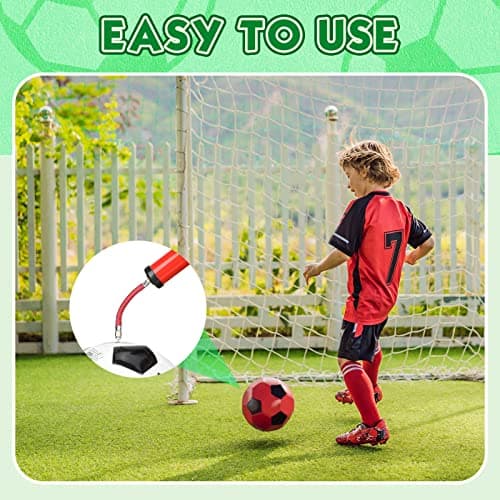 Sure, based on your original title, a refined and simplified English version could be:

Portable 8'' Air Pump for Inflatable Balls with Needles & Flexible Hose, Blue/Red