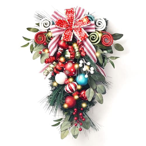 Valery Madelyn 24 Inch Elf Red Green LED Outdoor Swag Decoration
