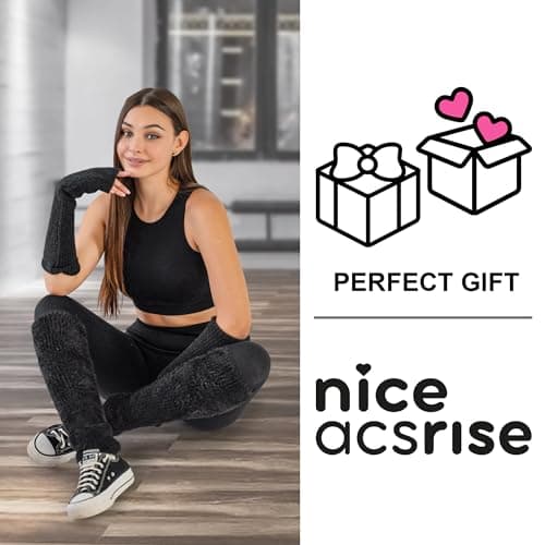 NiceACSRise Long Wool Knit Leg Warmers for Women - Ballet, Ice Skating & Dance
