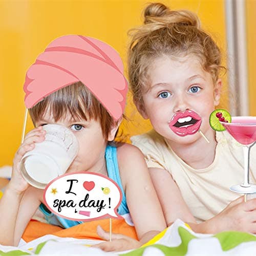Spa Photo Booth Props with Stick for Women and Girls