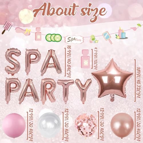 Rose Gold Spa Balloon Banner for Girls' Birthday Party Decorations