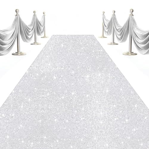 Silver Sequin Aisle Runner for Outdoor Wedding Ceremony