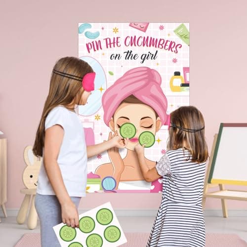 Hxezoc Spa Party Games - Pin The Cucumbers on The Girl with 42 Pcs Cucumber Stickers