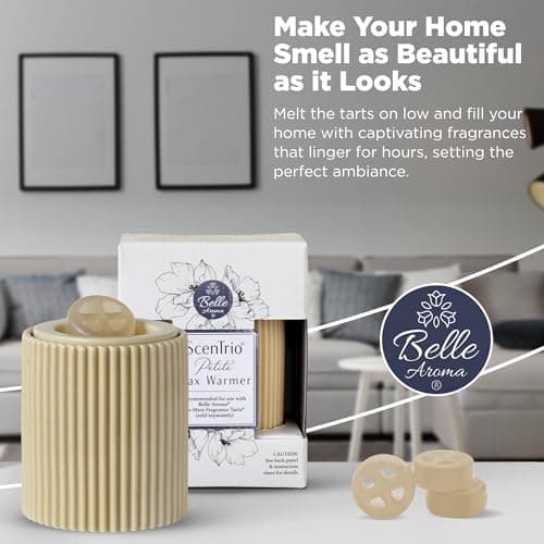 ScenTrio Ceramic Wax Warmer - Personalized Timer, Temperature Control - Home, Office - Taupe