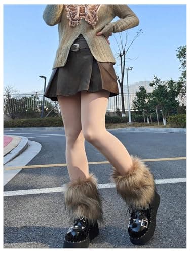 SHENHE Faux Fur Y2K Vintage Short Leg Warmers