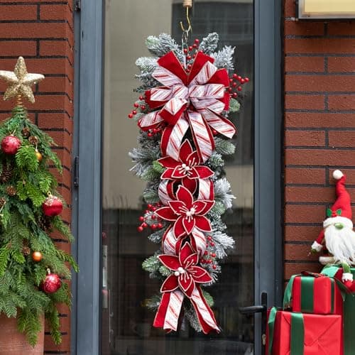 36 Inch Natural Pine Teardrop Swag Wreath for Holiday Décor