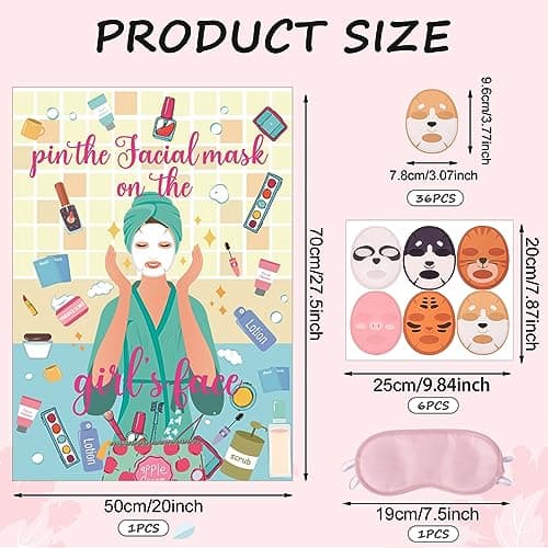 Spa Party Games, Facial Mask Poster for Kids' Spa Birthday Party