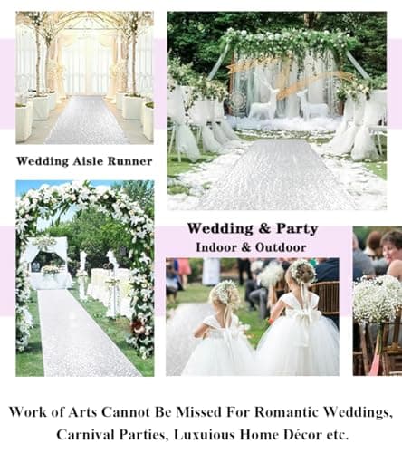 Partisout Sparkle Aisle Runner for Weddings (2ftx15ft, B Silver)